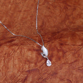 Sterling Silver Pearl Studded Leafy Pendant With Chain